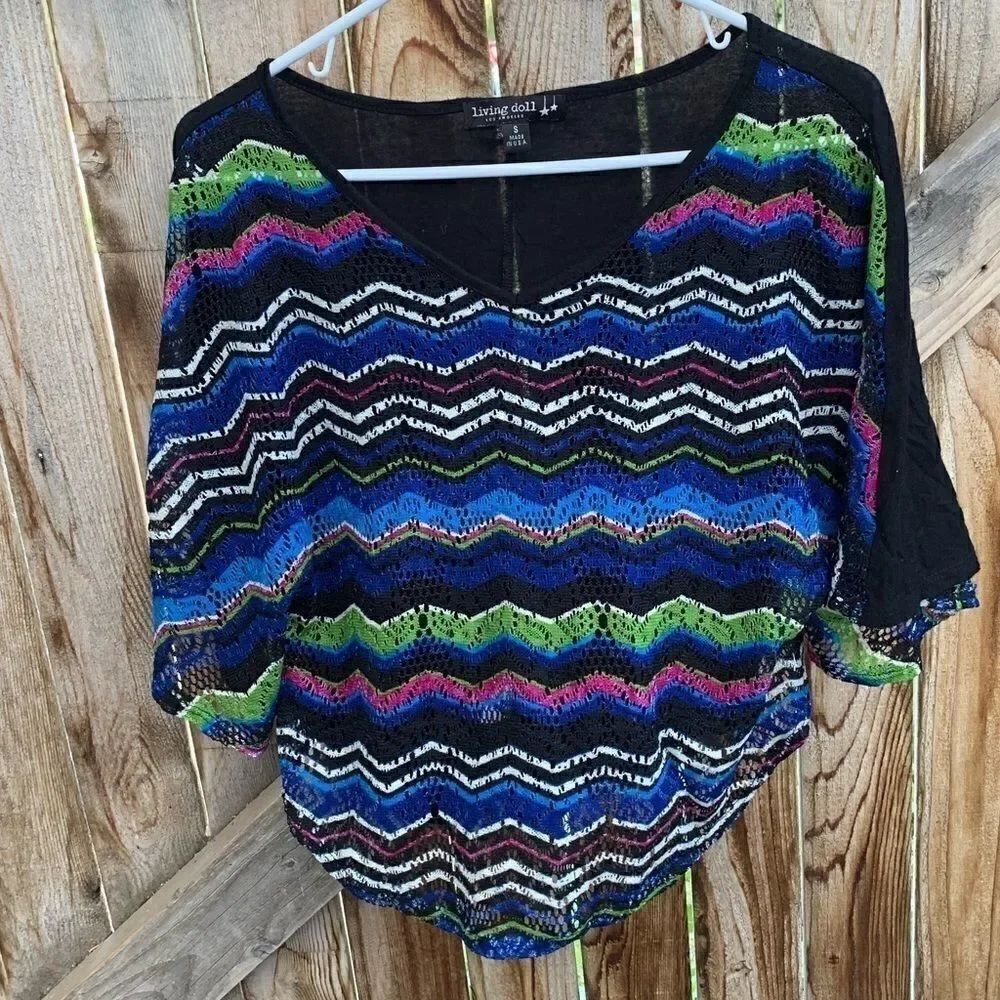 Living Doll Blouse Bat wing short sleeve small